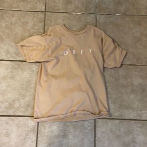 Small beige obey shirt